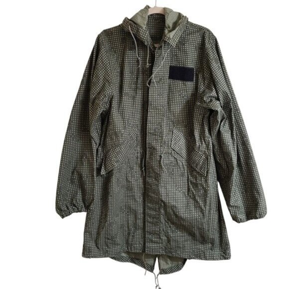 Vintage 80s US Army Military Green Camouflage Fishtail Parka Jacket S